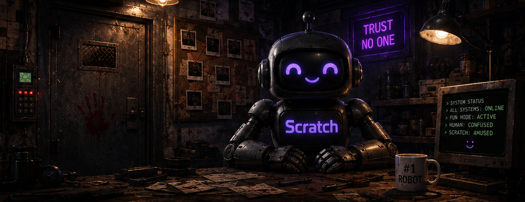 Scratch’s locked workshop at night